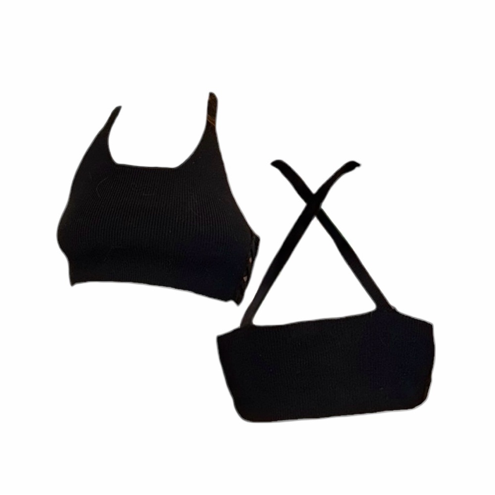 Black Criss Cross Side Crop Top